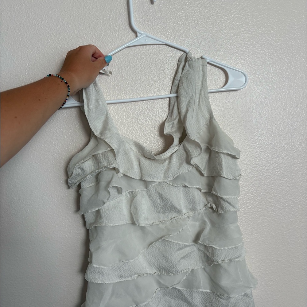 White House Black Market Textured Ruffle Tank Top